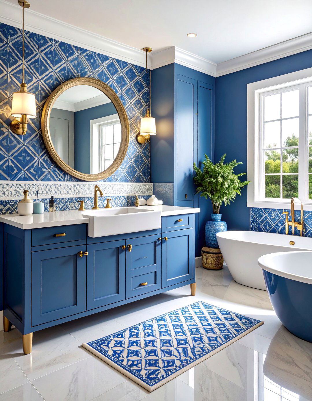 Blue and White Mediterranean Tile - 25 Bathroom Backsplash Ideas