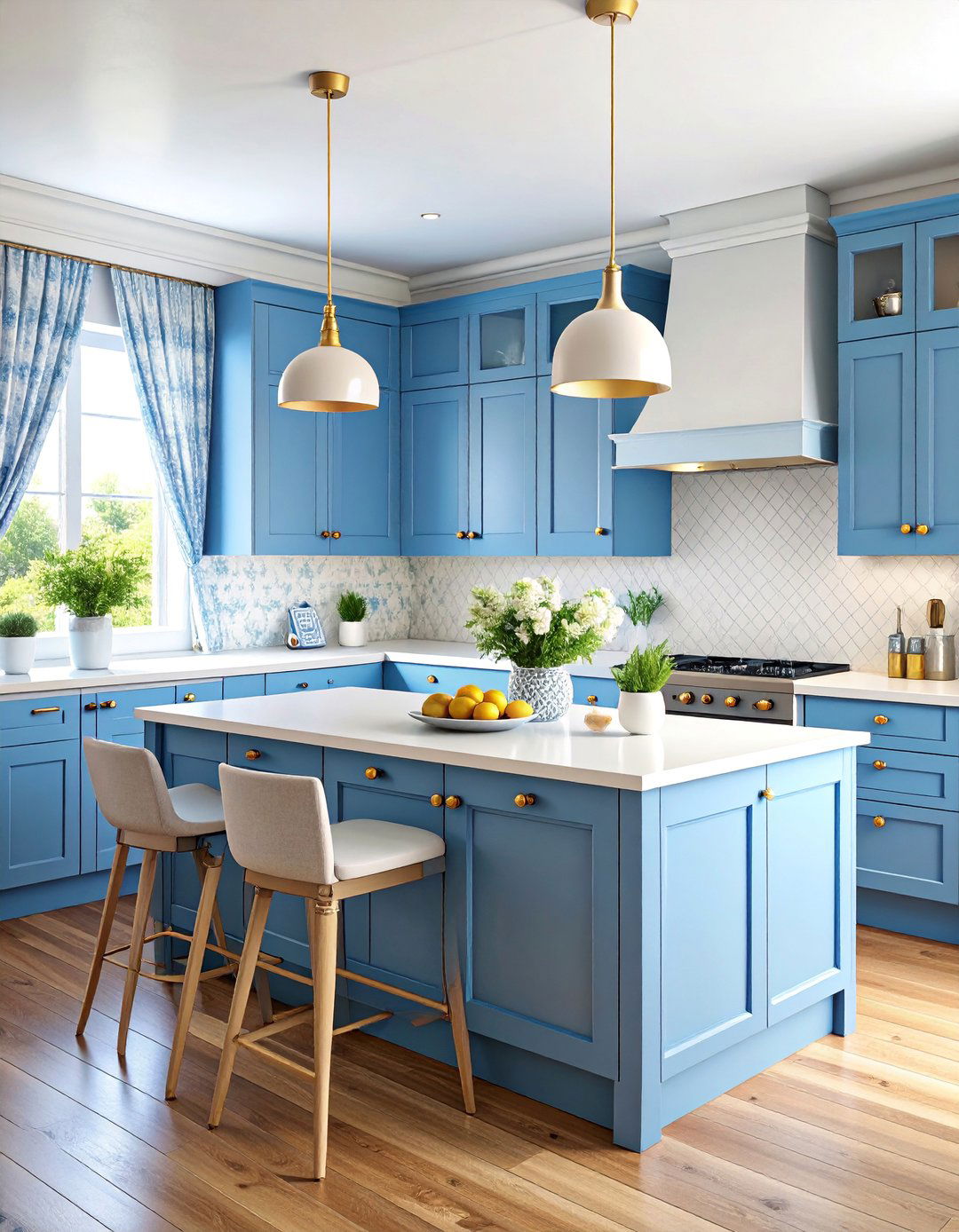 Blue and White Toile Kitchen Theme - 25 French Country Kitchen Ideas