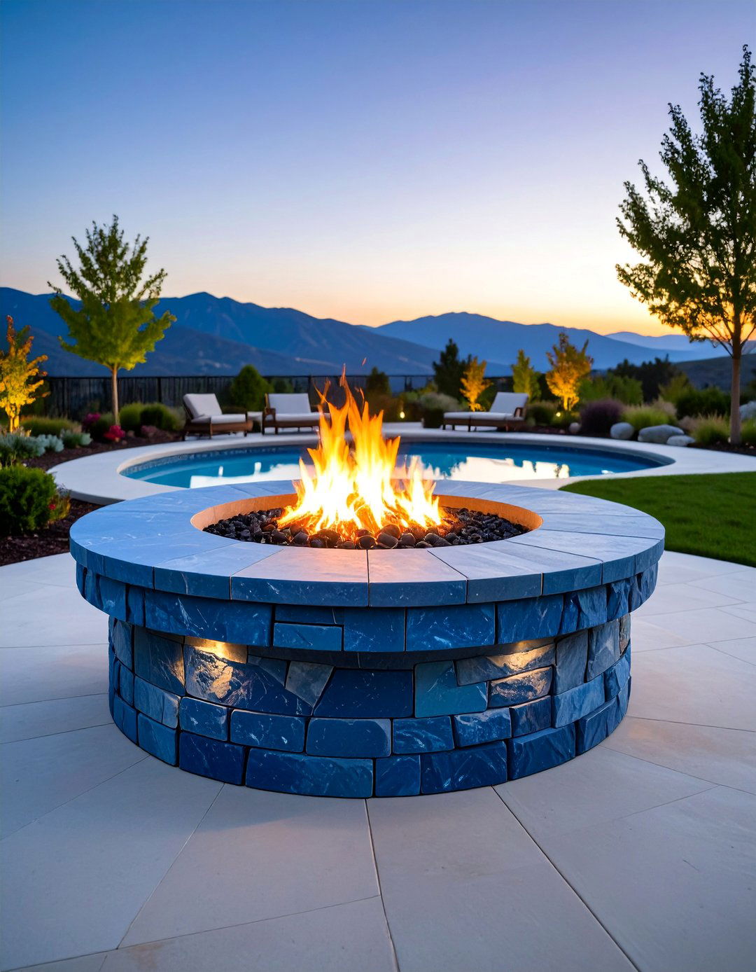Bluestone Fire Pit with Contemporary Slate like Appeal - 25 Stone Fire Pit Ideas