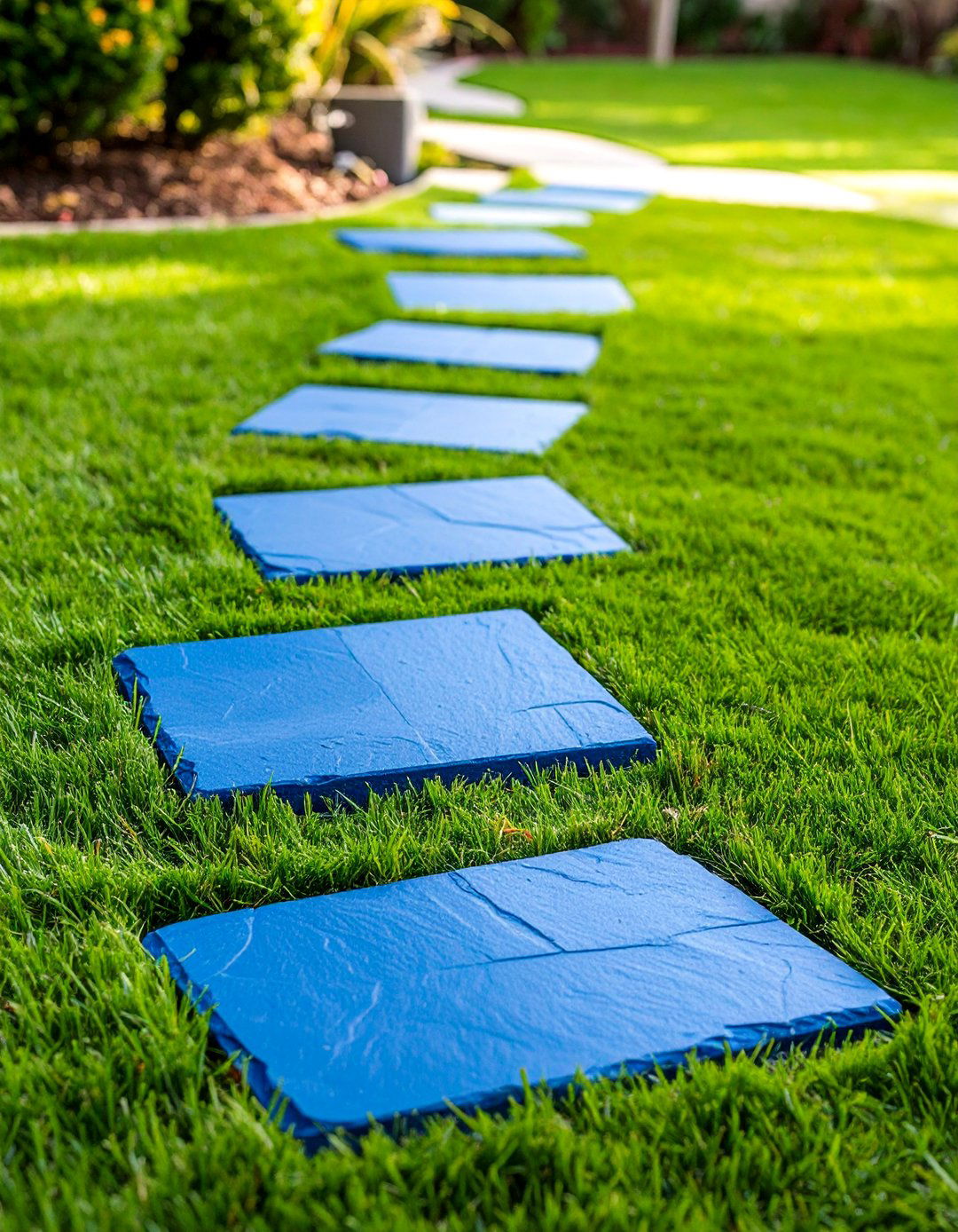 Bluestone Stepping Stones with Lawn Integration - 25 Bluestone Walkway Ideas