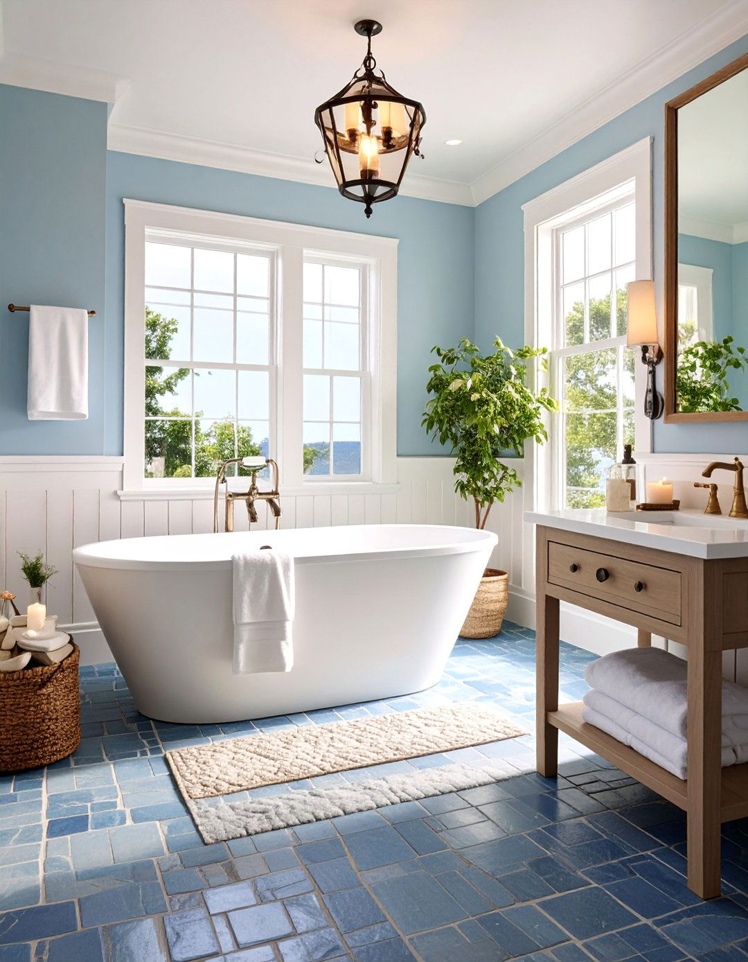 Bluestone Traditional New England Bathroom - 25 Stone Bathroom Ideas