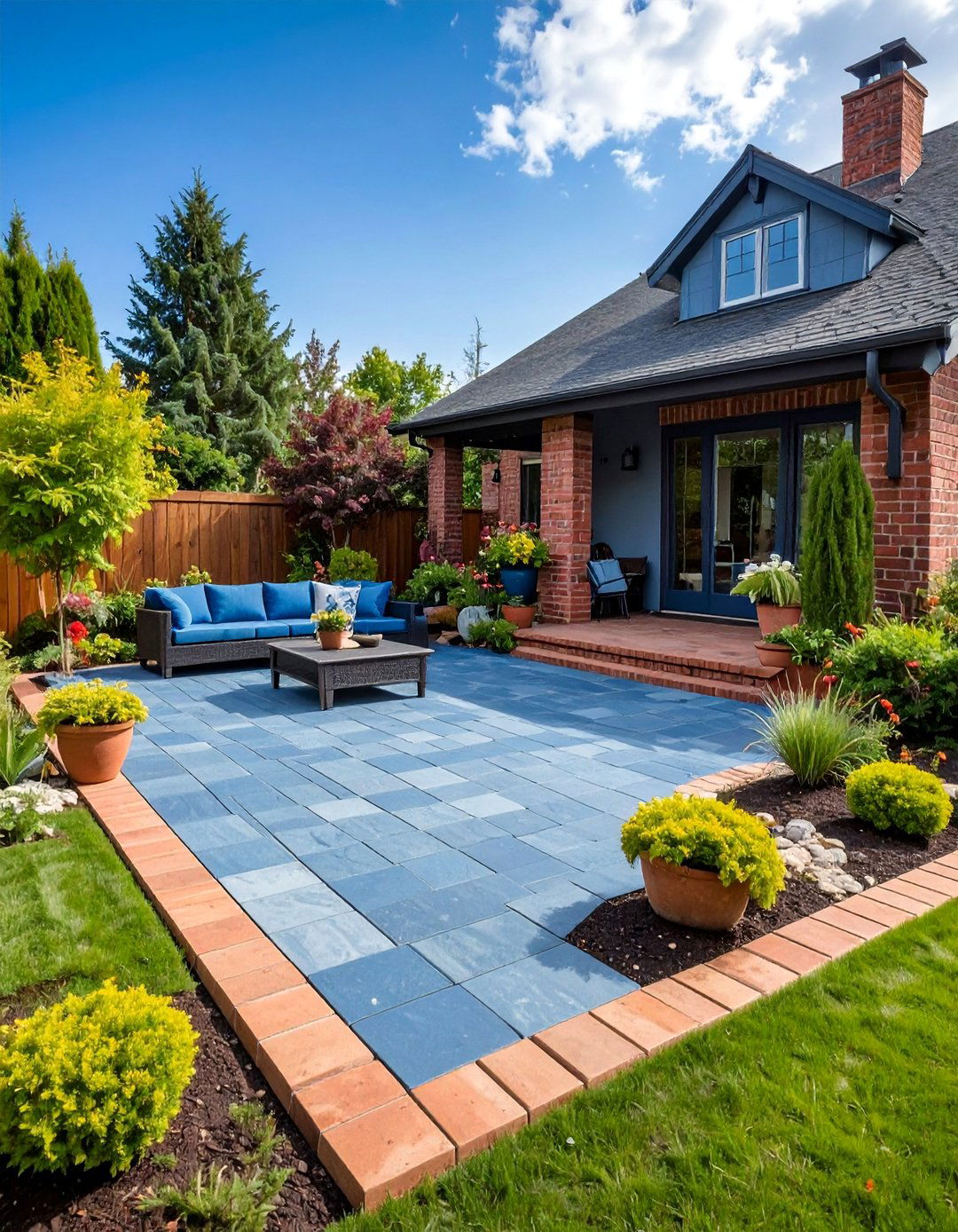 Bluestone and Brick Combination Patio - 25 Bluestone Patio Ideas