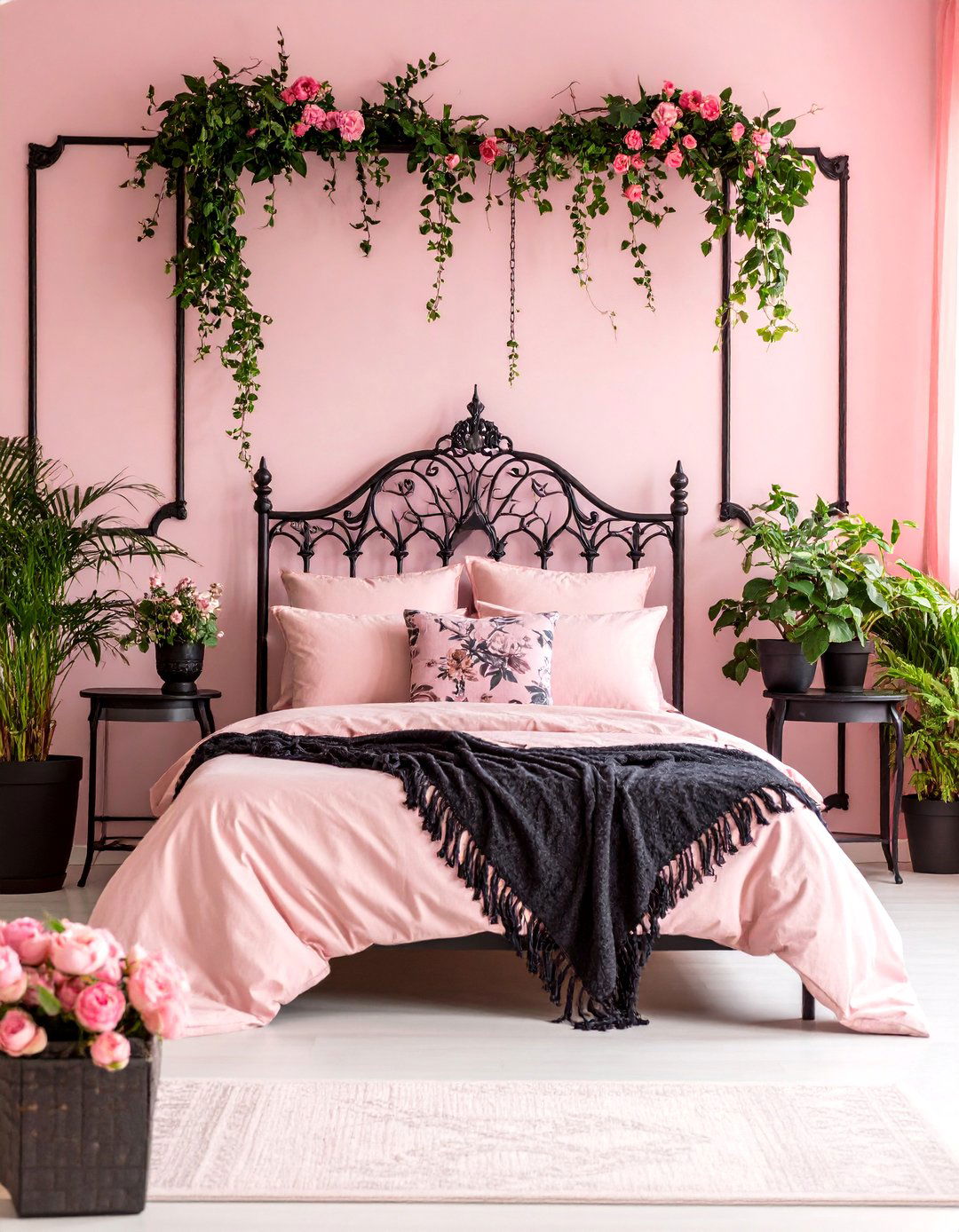 Blush Pink Gothic Secret Garden - 25 pastel goth bedroom ideas