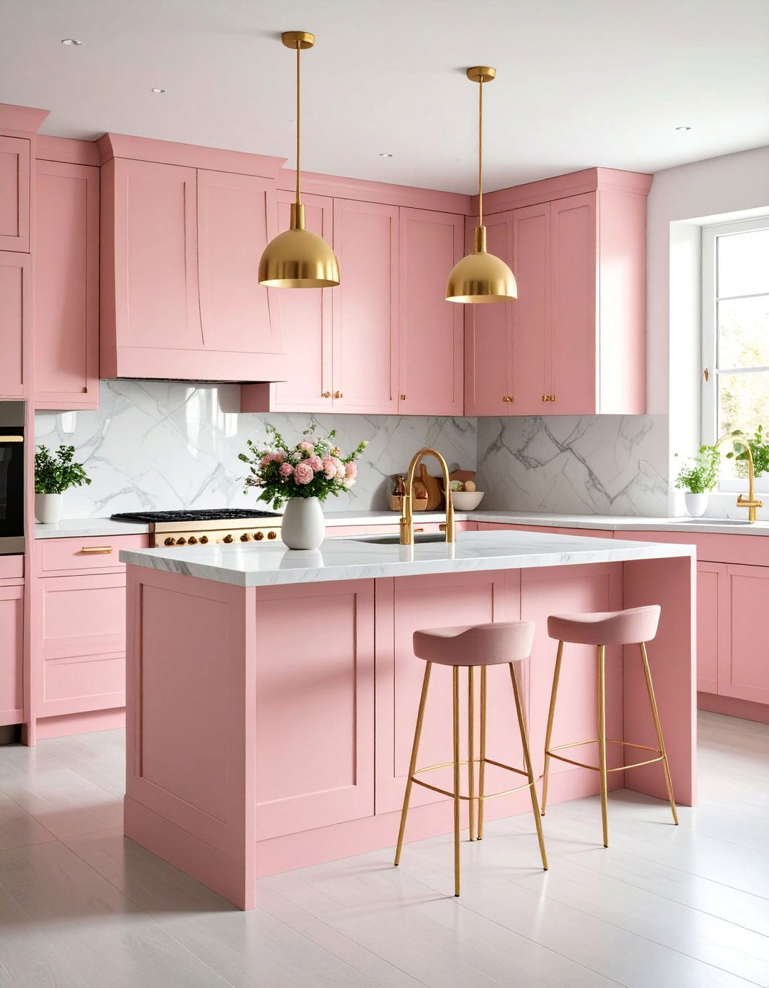 Blush Pink Kitchen Island Soft Romance - 25 Kitchen Island Color Ideas