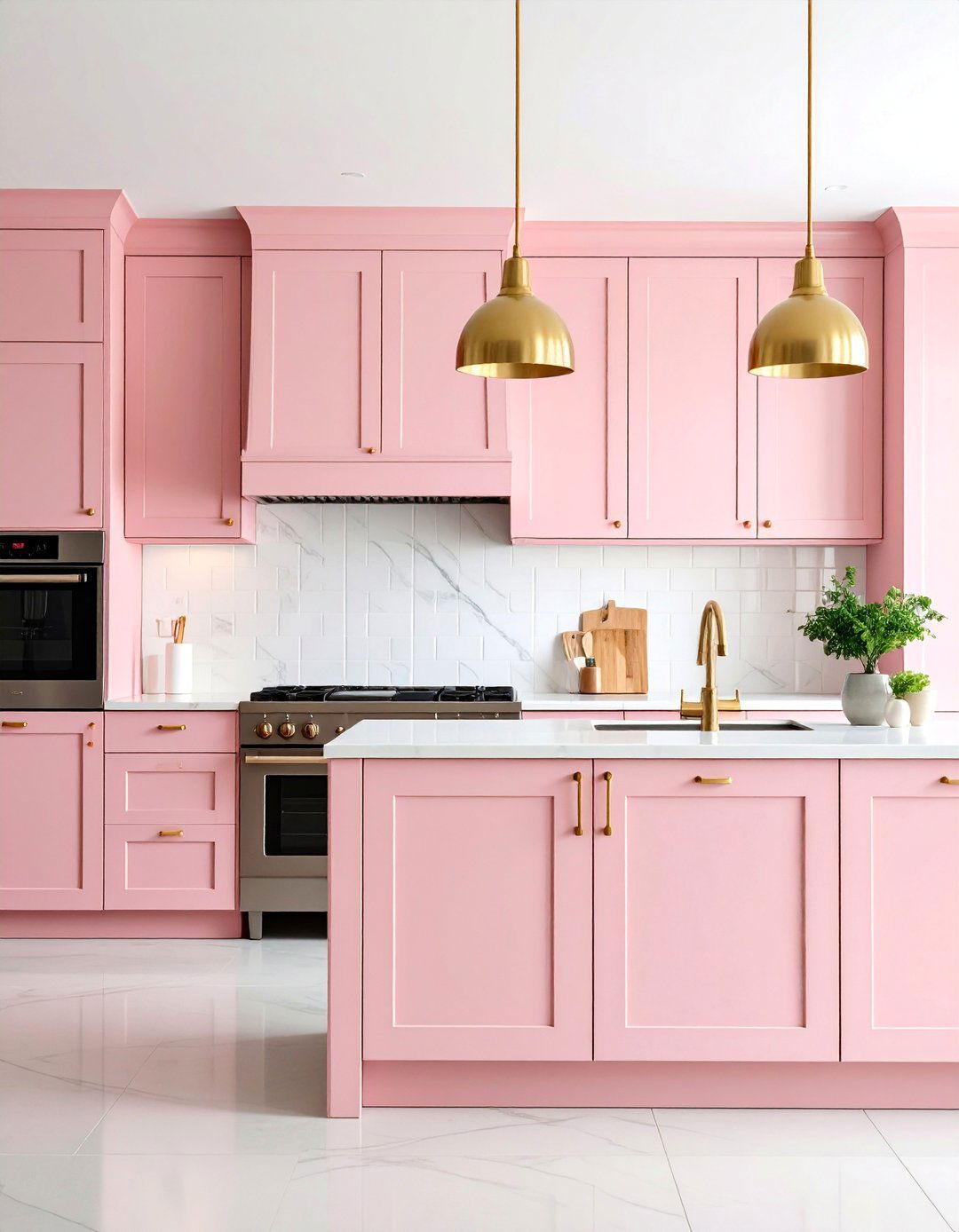 Blush Pink Minimalist Kitchen with Clean Lines - 25 Pink Kitchen Ideas