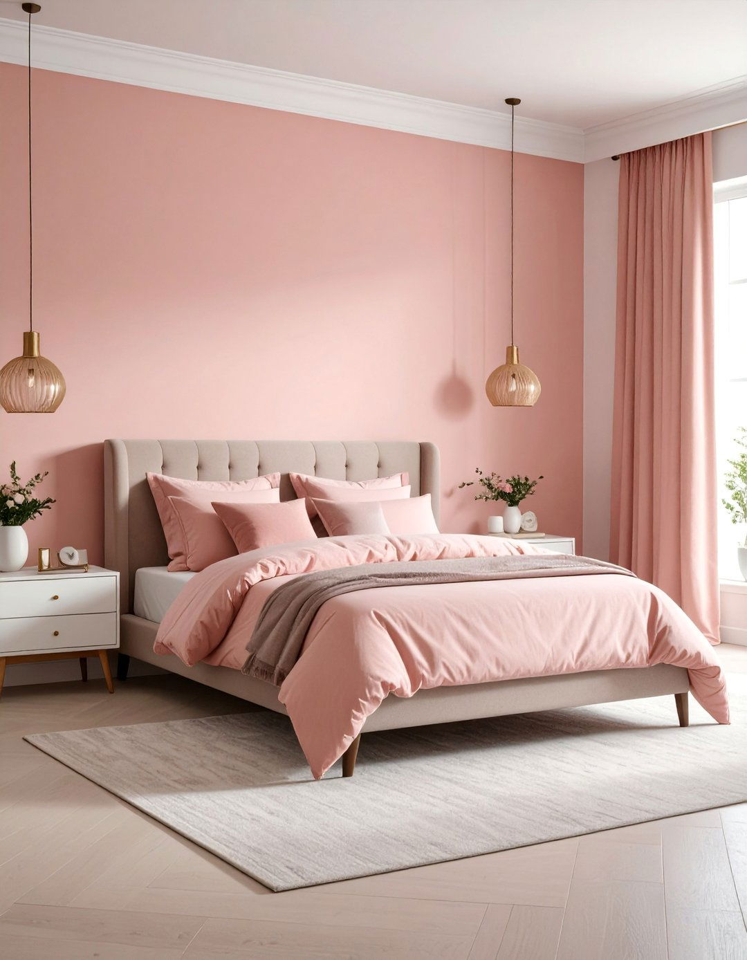 Blush Pink Ombre Wall Bedroom with Gradient Color Flow - 25 Blush Pink Bedroom Ideas