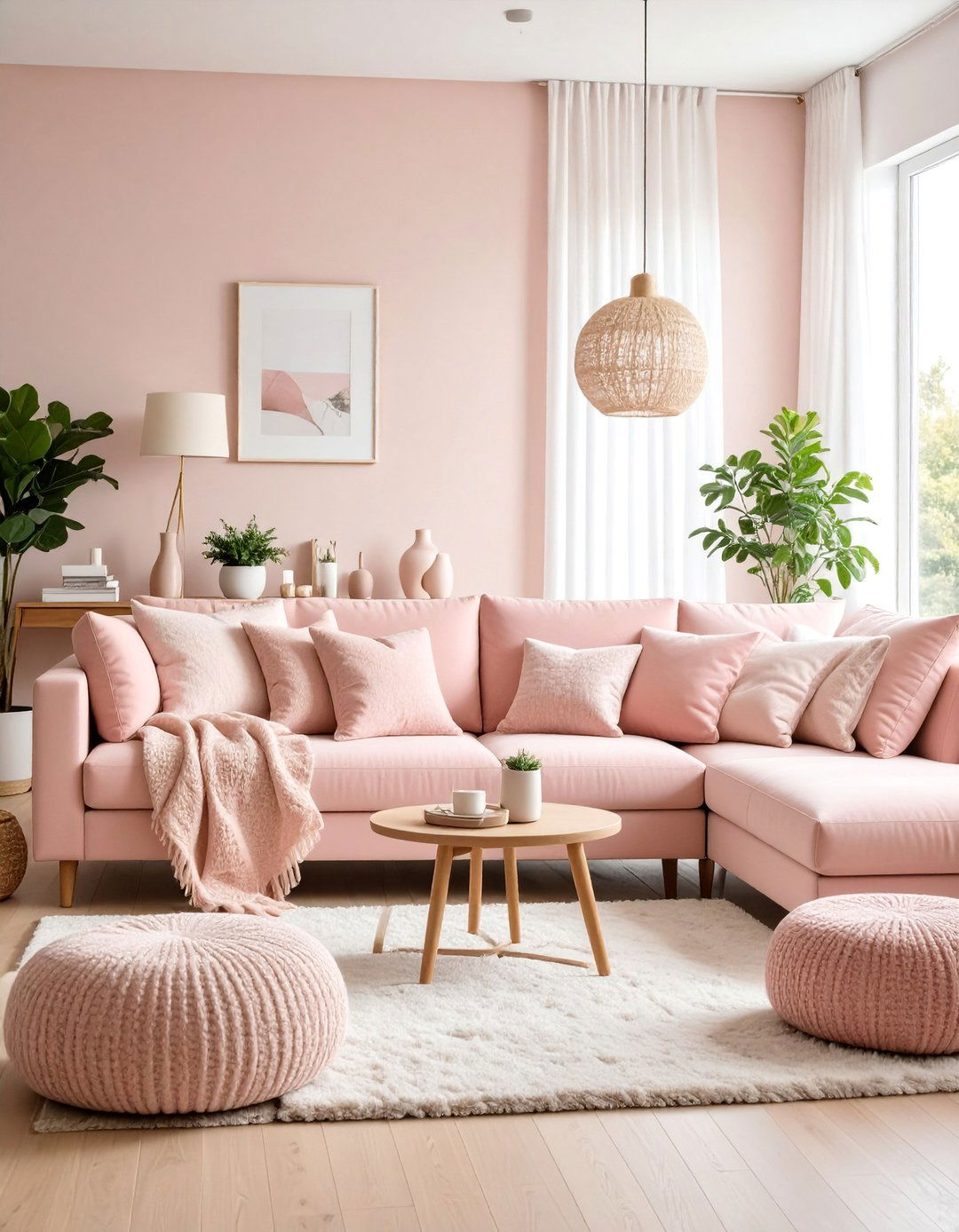 Blush Pink Sectional with Family Comfort - 25 Pink Couch Living Room Ideas