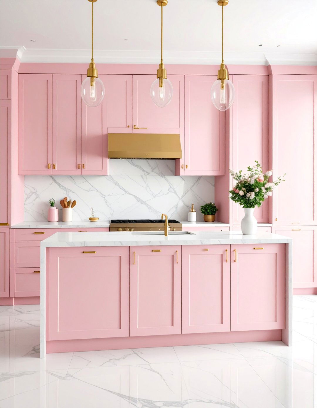 Blush Pink Vintage Inspired Kitchen - 25 Kitchen Color Ideas