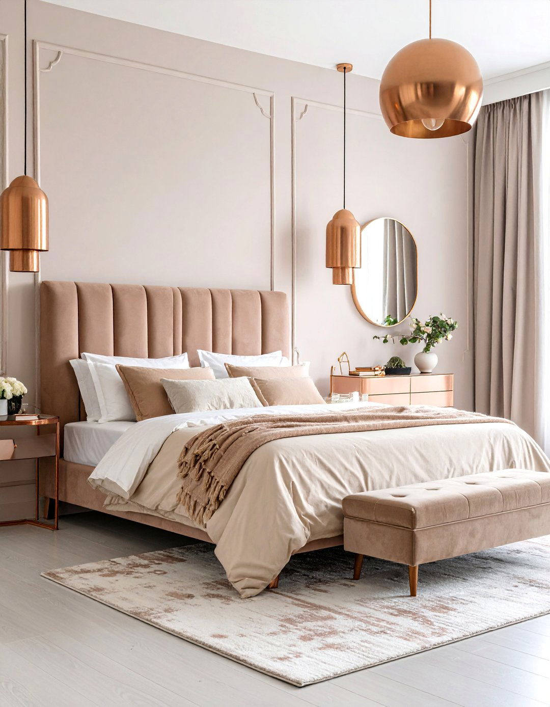 Blush Pink and Copper Bedroom Design with Warm Metallic Touches - 25 Blush Pink Bedroom Ideas