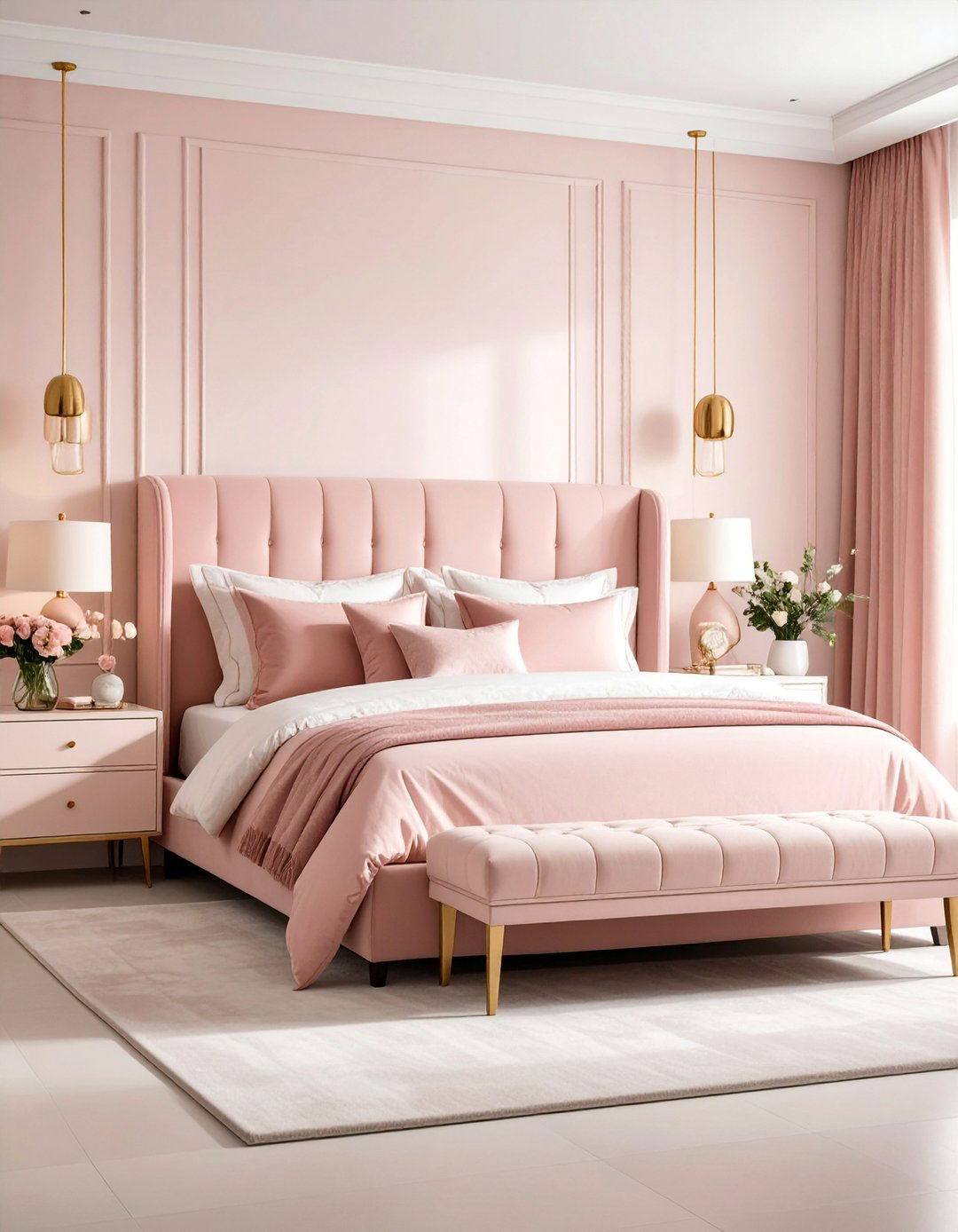 Blush Pink and Cream Monochromatic Bedroom Sanctuary - 25 Blush Pink Bedroom Ideas