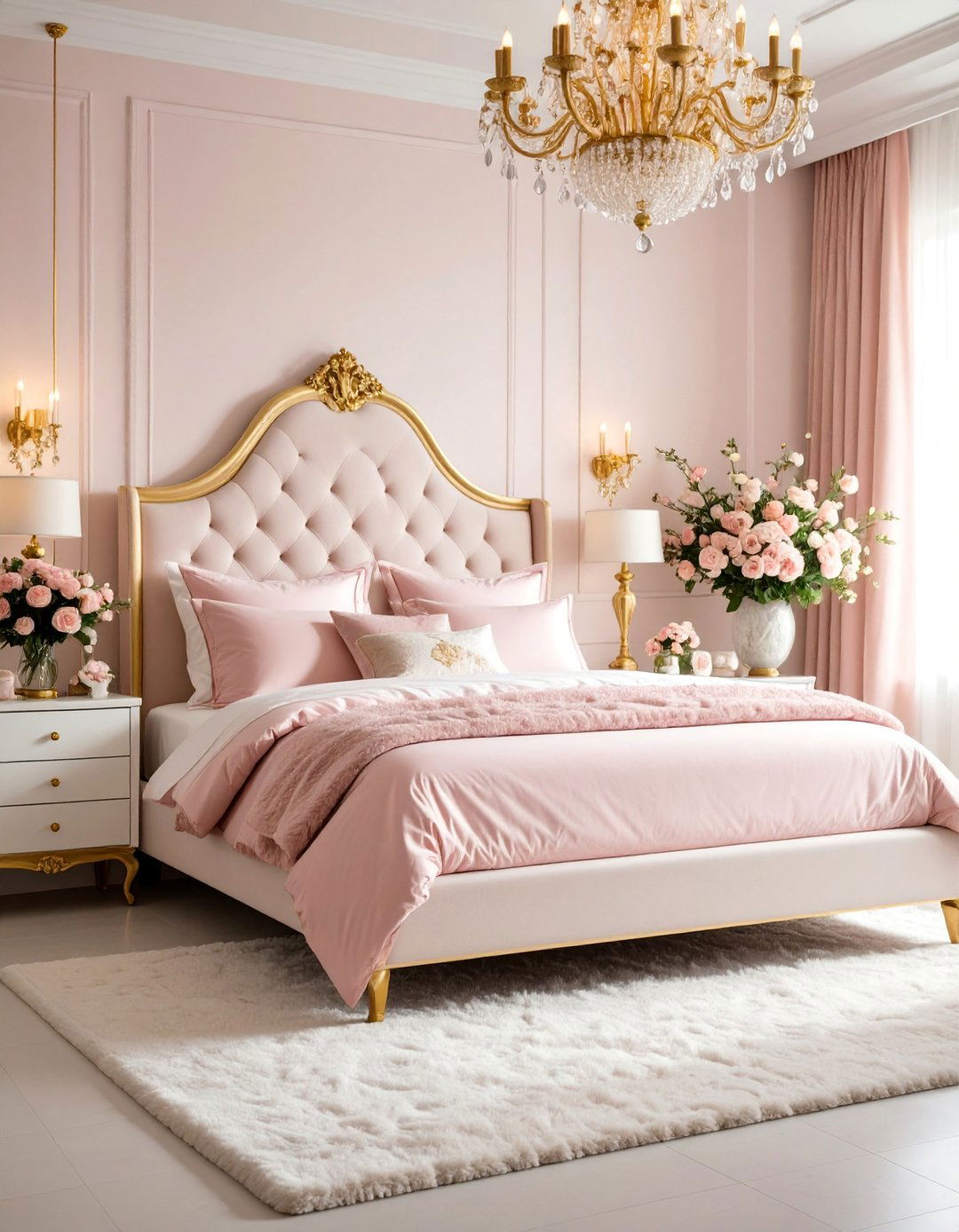 Blush Pink and Gold Romance - 25 Chinoiserie Bedroom Ideas