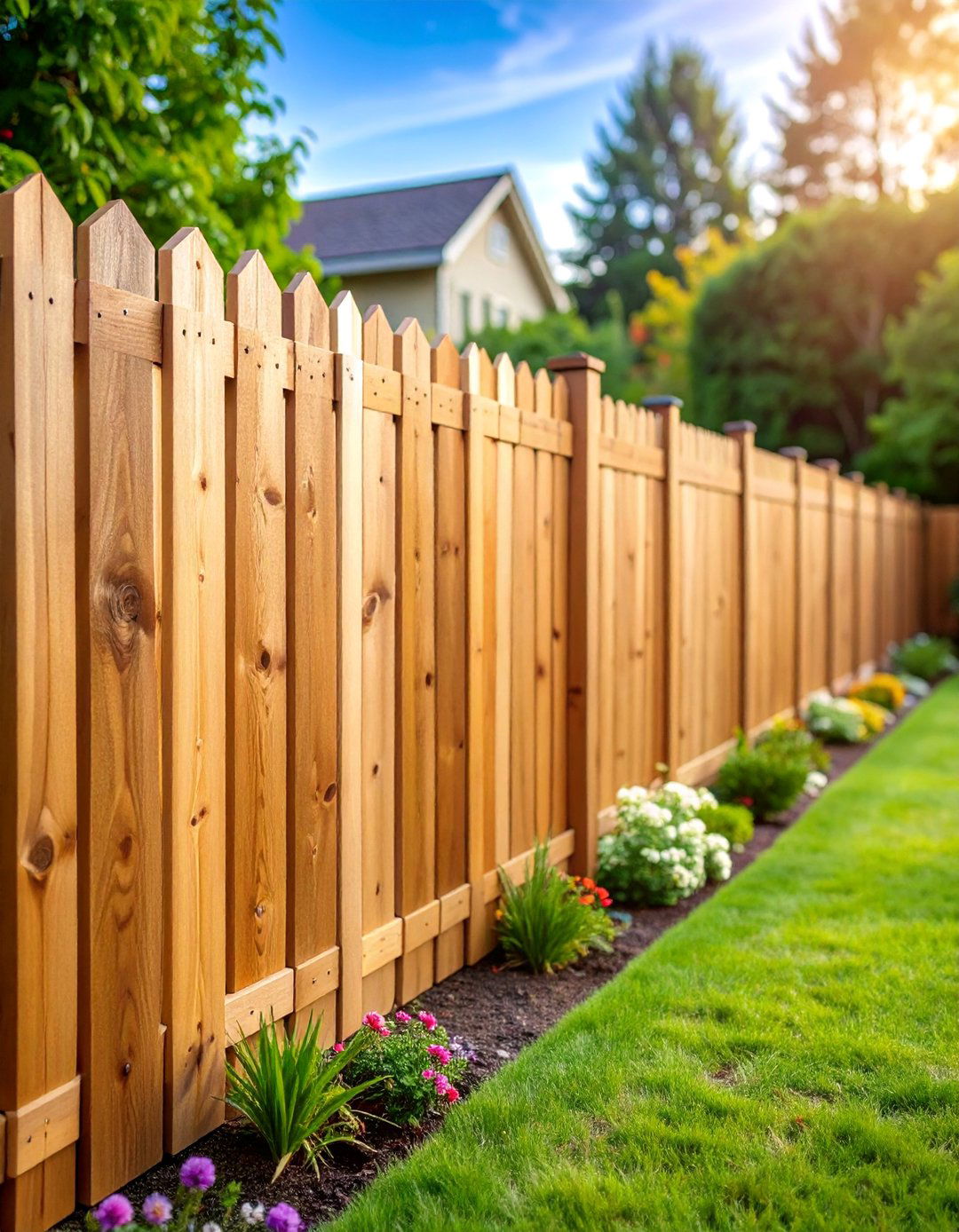 Board on Board Cedar Privacy Fence - 25 Backyard Fence Ideas