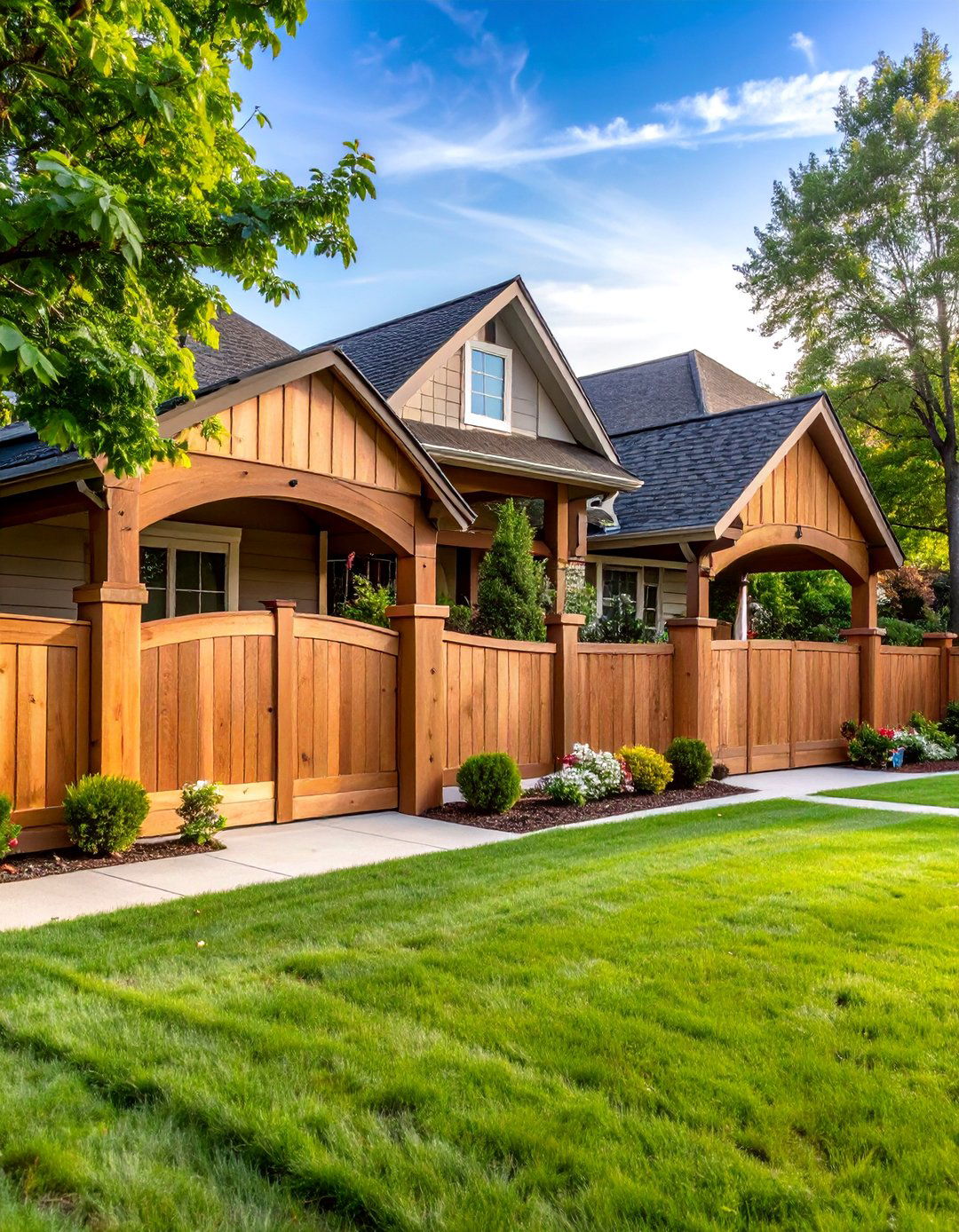 Board on Board with Decorative Arched Panels - 25 Board on Board Fence Ideas