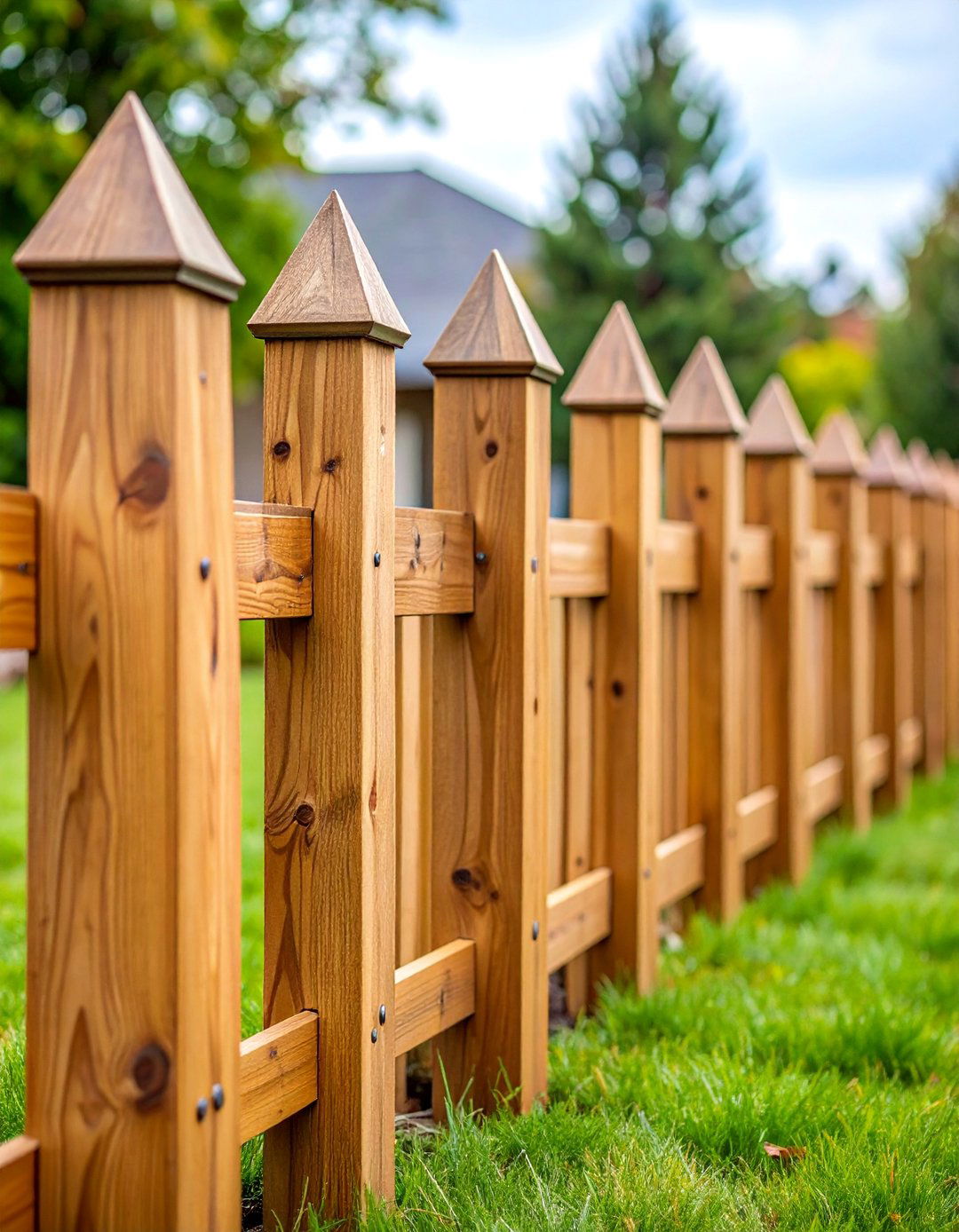 Board on Board with Decorative Post Caps - 25 Board on Board Fence Ideas