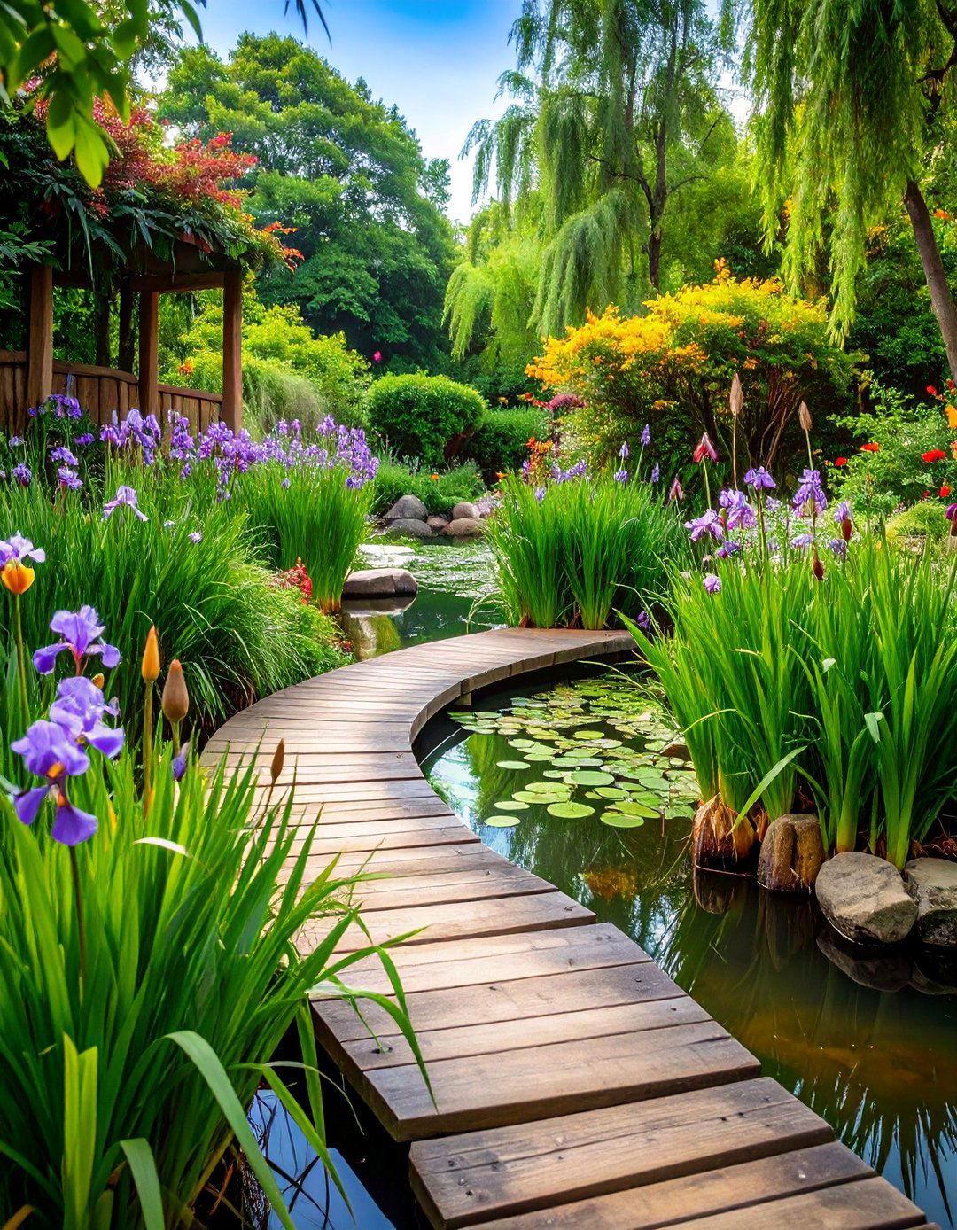 Bog Garden Pond with Marginal Plantings - 25 Pond Landscaping Ideas