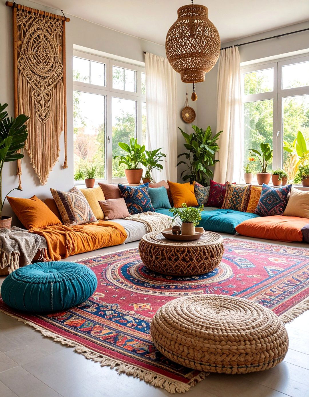 Bohemian Bay Window Meditation Corner - 25 Bay Window Ideas