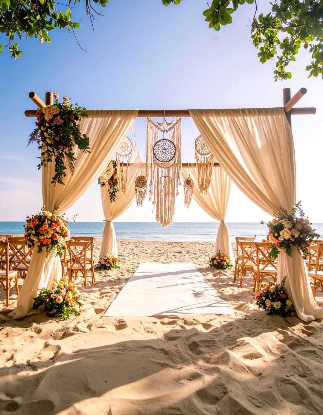 Bohemian Beach Wedding with Flowing Textiles and Macrame - 25 Beach Wedding Ideas