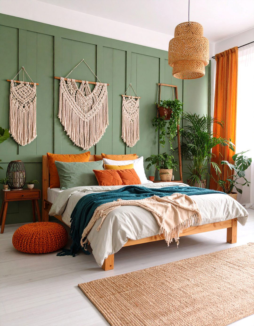 Bohemian Bedroom Board and Batten Accent Wall - 25 Board and Batten Wall Ideas