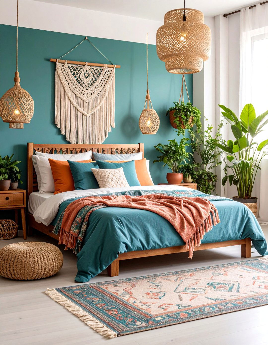 Bohemian Bedroom with Layered Textiles - 25 Spring Decor Ideas