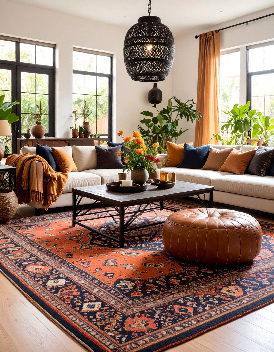 Bohemian Black and Brown Living Room - 25 Black and Brown Living Room Ideas