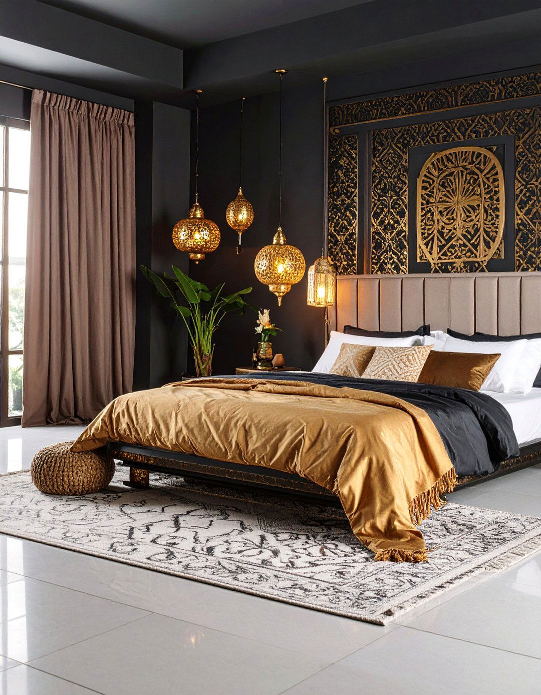Bohemian Black and Gold Eclectic Mix - 25 Black and Gold Bedroom Ideas