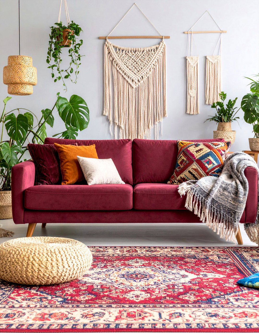 Bohemian Burgundy Sofa Living Room Style - 25 Burgundy Sofa Living Room Ideas