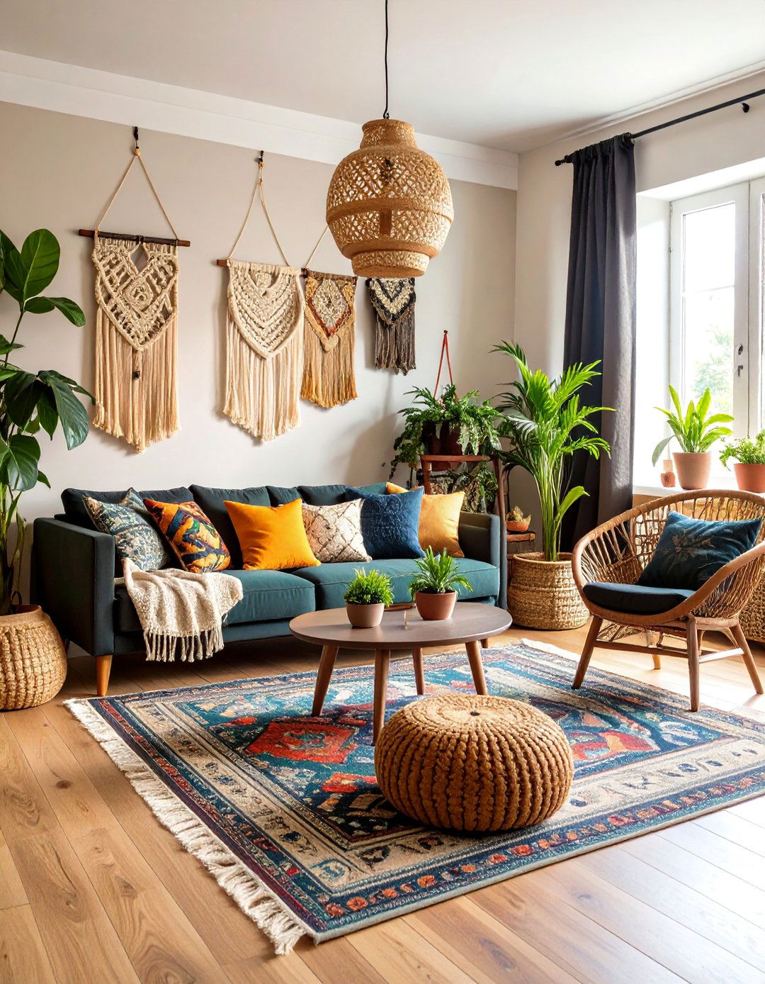 Bohemian Chic Cream and Black Living Room - 25 Cream and Black Living Room Ideas