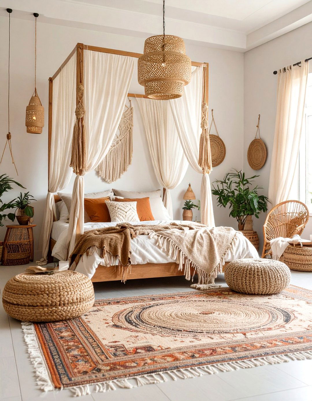 Bohemian Couples Bedroom with Layered Textiles and Global Accents - 25 Bedroom Ideas For Couples