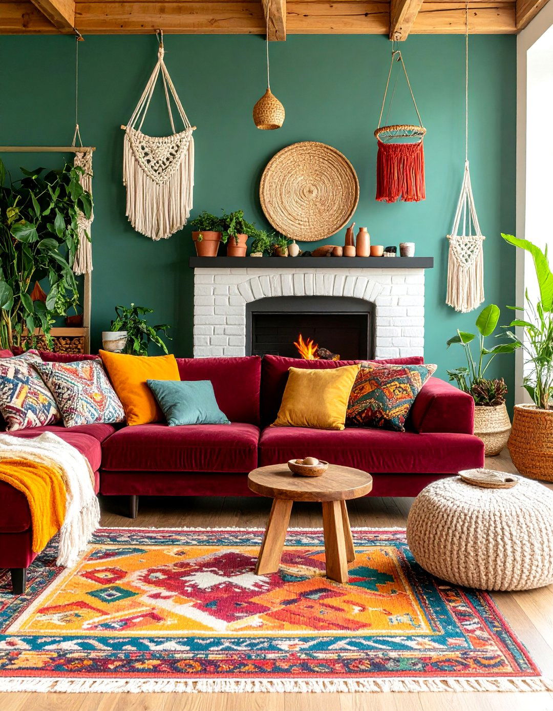 Bohemian Cozy Sectional with Corner Fireplace - 25 Living Room Ideas With Sectionals and Fireplace