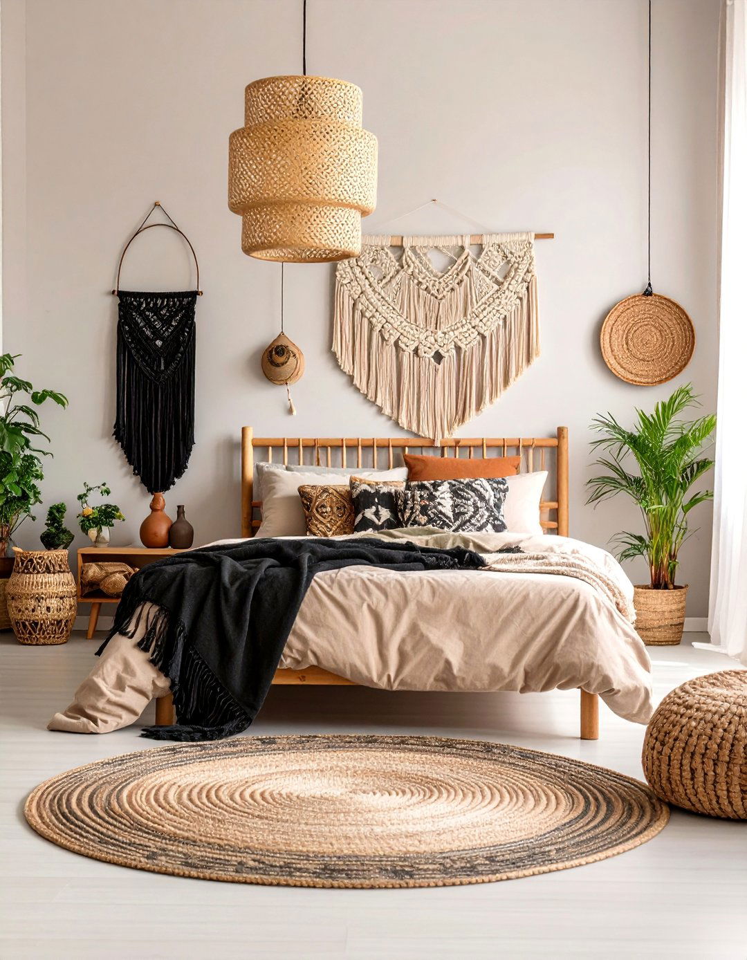 Bohemian Cream and Black Bedroom - 25 Cream and Black Bedroom Ideas