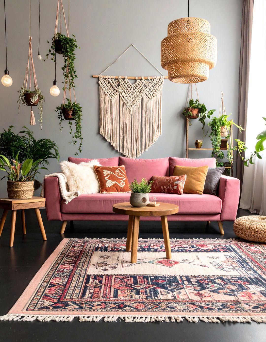 Bohemian Eclectic Black Floor Living Room - 25 Black Floor Living Room Ideas