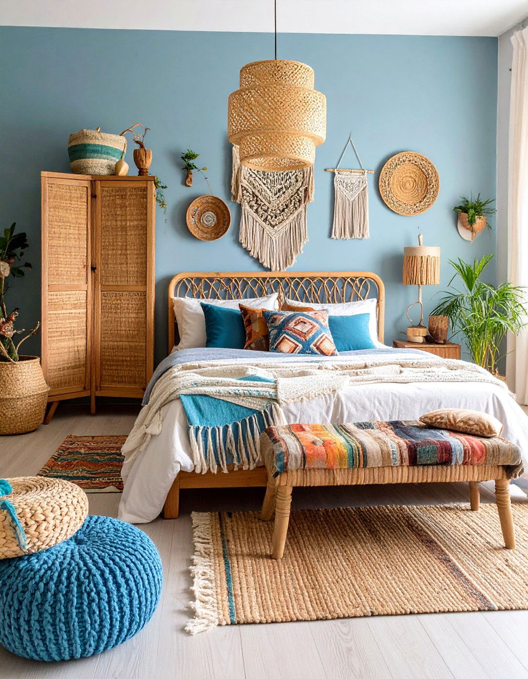 Bohemian Eclectic Mix and Match Storage - 25 Built-in Wardrobe Ideas Around a Bed