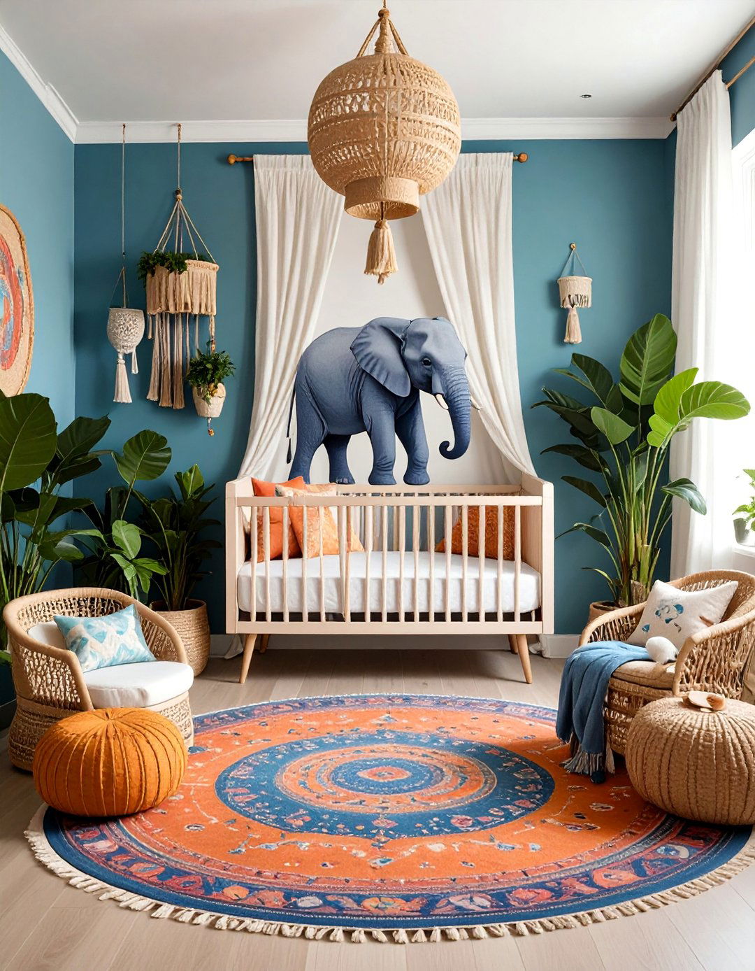 Bohemian Elephant Tapestry and Textile Focus - 25 Elephant Nursery Ideas
