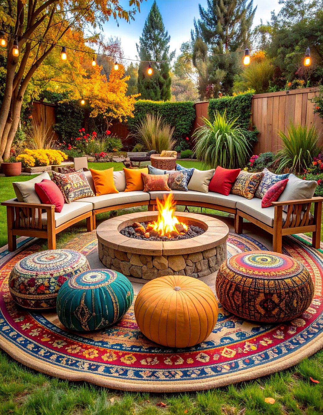 Bohemian Fire Pit Gathering Circle - 25 Boho Garden Ideas