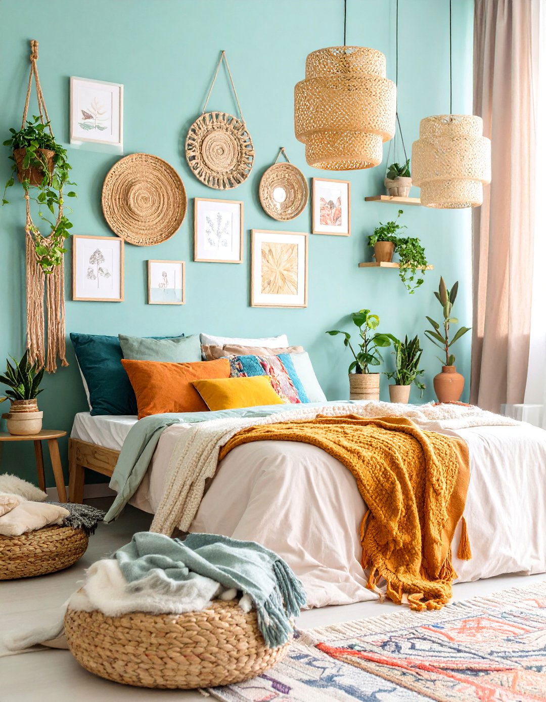 Bohemian Gallery Wall Bedroom - 25 Small Boho Bedroom Ideas