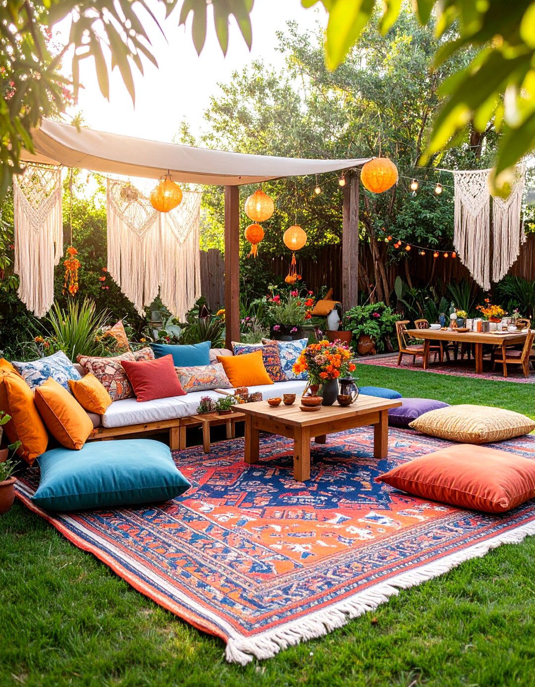 Bohemian Garden Party with Floor Cushions - 25 Garden Party Ideas