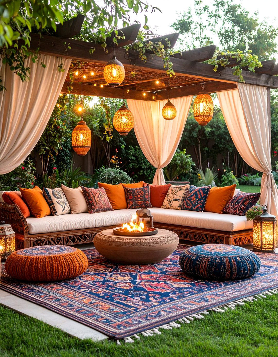 Bohemian Garden Pavilion with Moroccan Chiminea - 25 Backyard Pavilion With Fireplace