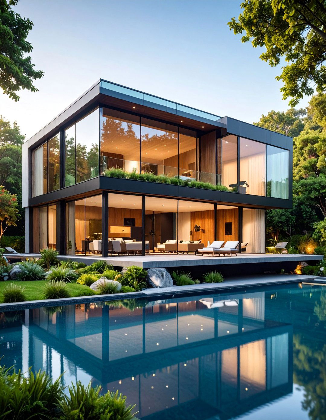 Bohemian Glass House with Living Wall Systems - 25 Boho House Exterior Ideas