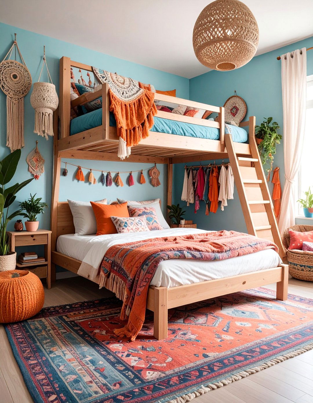 Bohemian Global Inspired Bunk Room with Eclectic Patterns - 25 bunk room ideas