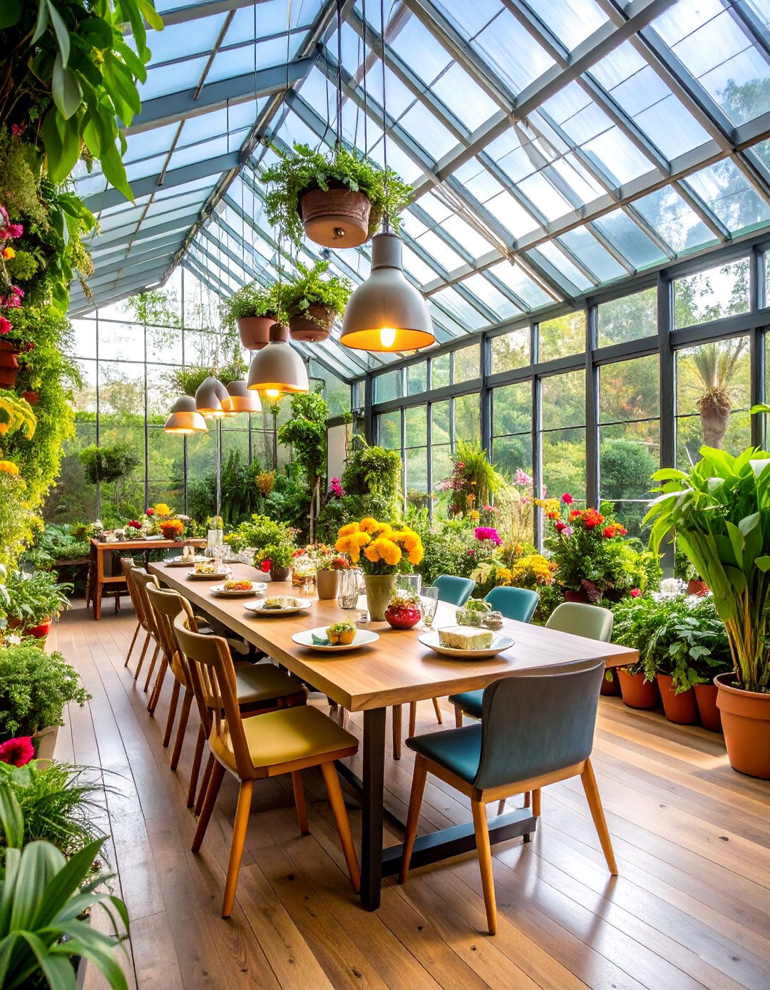 Bohemian Greenhouse Dining Room with Growing Walls - 25 Boho Dining Room Ideas