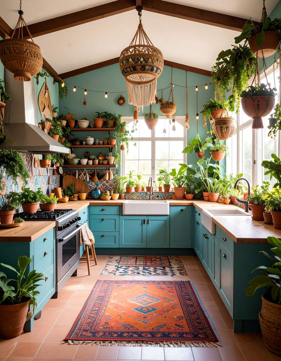 Bohemian Greenhouse Kitchen with Eclectic Plant Collection - 25 Greenhouse Kitchen Design Ideas