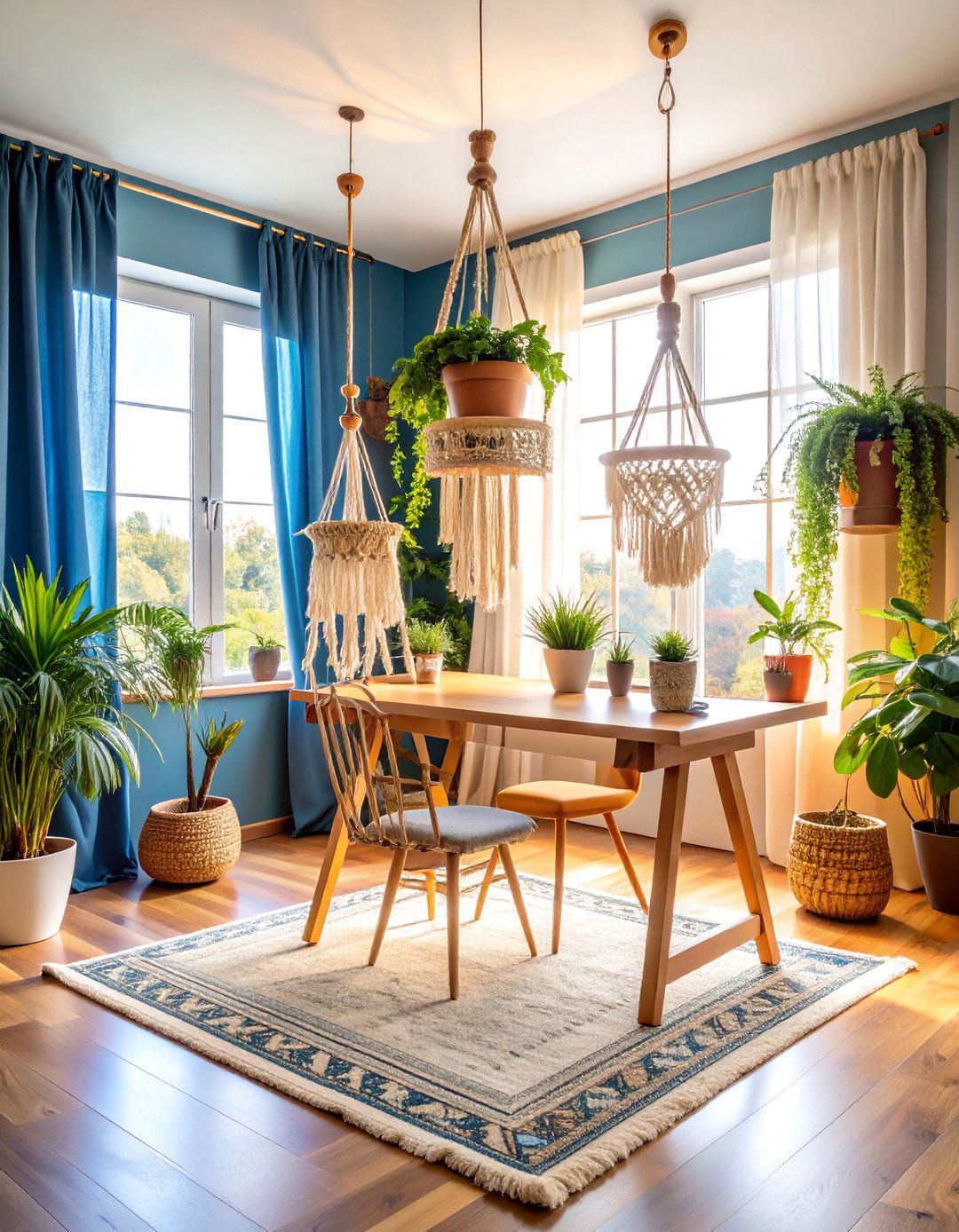Bohemian Hanging Desk Sanctuary - 25 Small Home Office Ideas