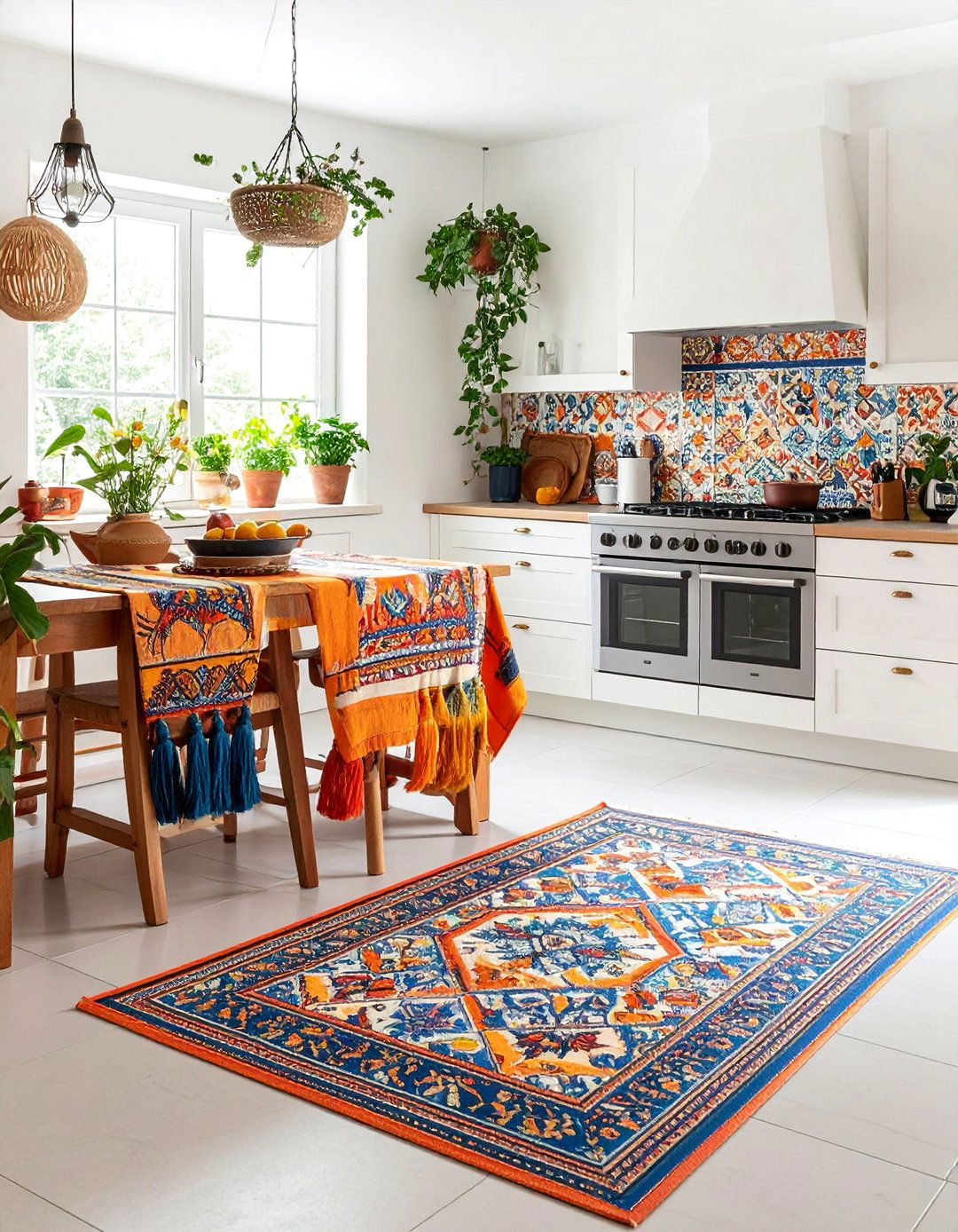Bohemian Kitchen Runner with Vibrant Moroccan Tile Motifs - 25 Kitchen Rug Ideas