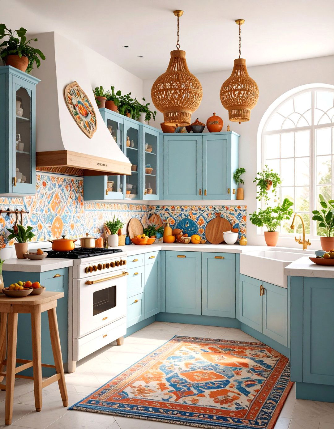 Bohemian Kitchen with White Appliances and Eclectic Elements - 25 Kitchen With White Appliances Ideas