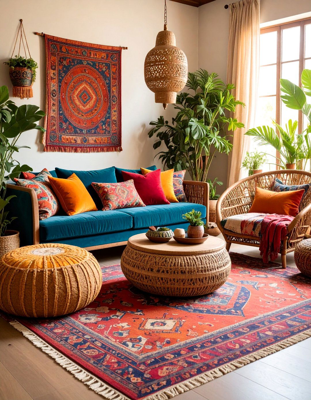 Bohemian Layered Living Room Seating - 25 Living Room Furniture Ideas