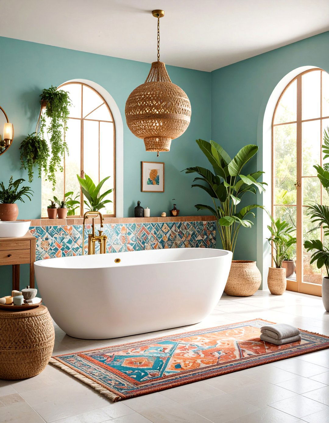Bohemian Luxe with Textural Layers - 25 Modern Bathroom Decor Ideas