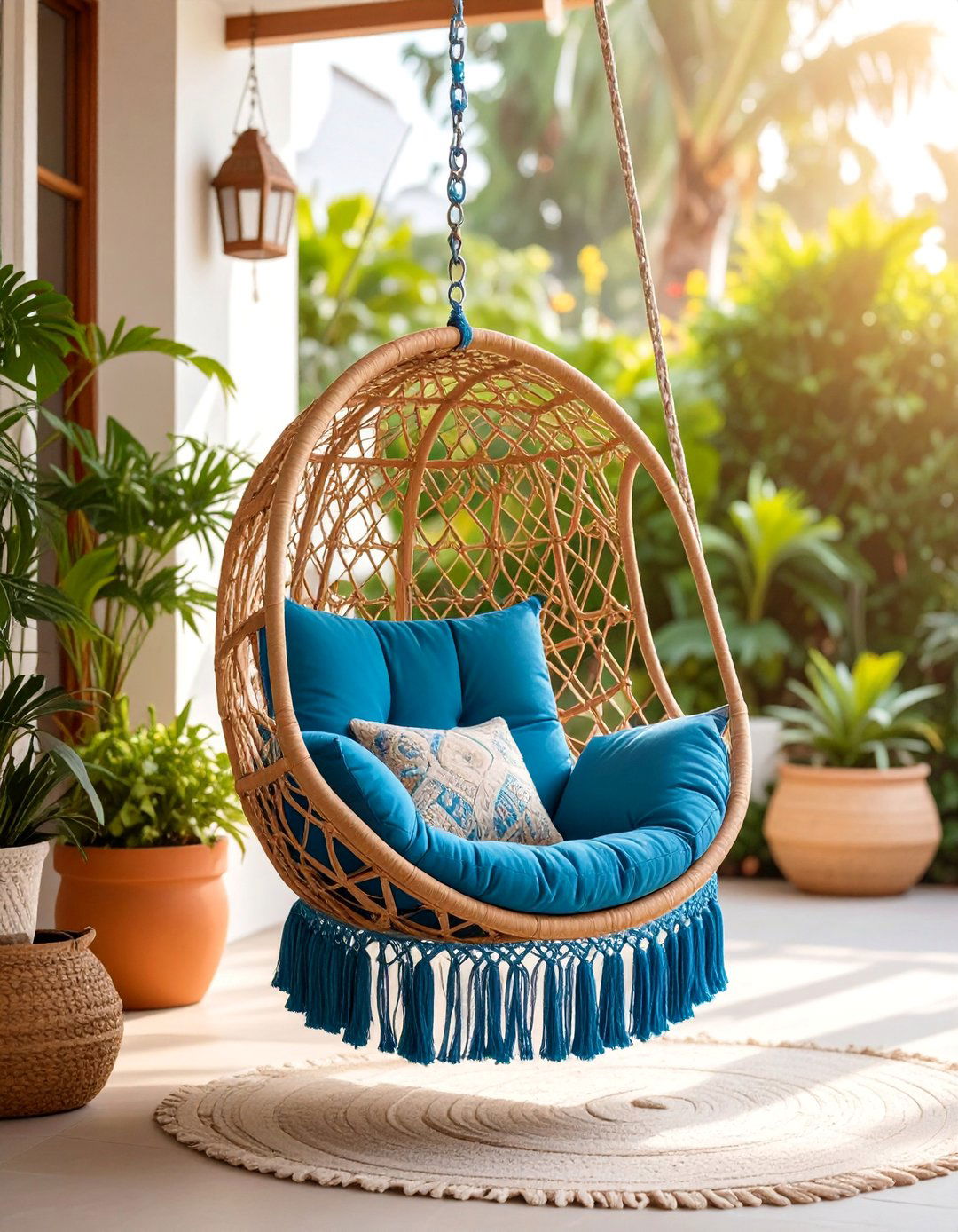 Bohemian Macrame Hanging Swing Chair - 25 Patio Furniture Ideas