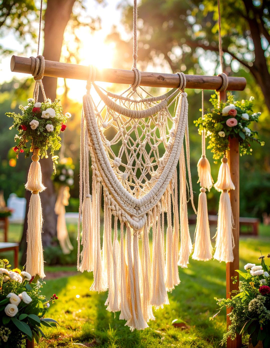 Bohemian Macrame Wedding Sign with Natural Fibers - 25 Wedding Sign Ideas