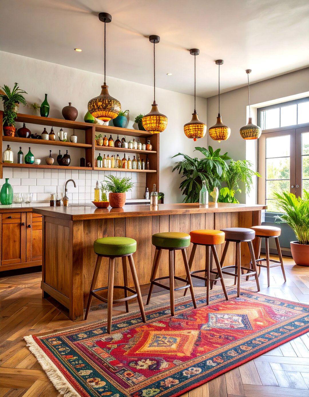 Bohemian Maximalist Home Bar with Global Influences - 25 Bohemian Maximalist Decor Ideas