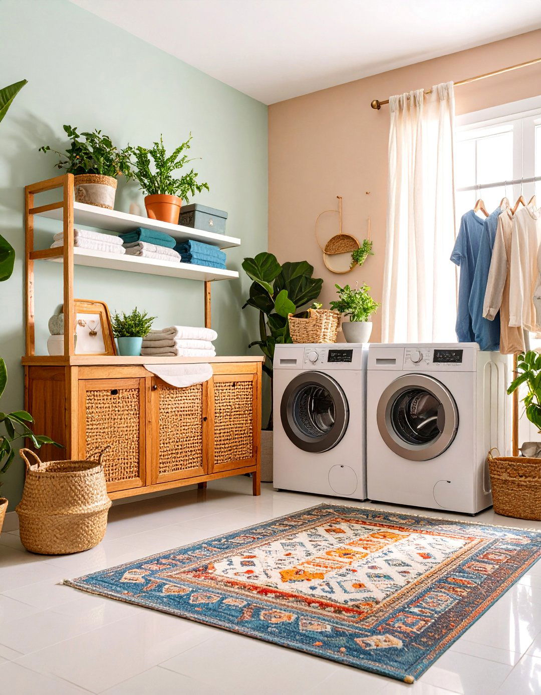 Bohemian Maximalist Laundry Room with Cheerful Patterns - 25 Bohemian Maximalist Decor Ideas